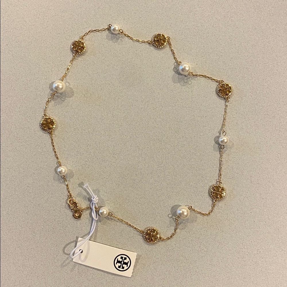 Tory Burch Gold and White Necklace